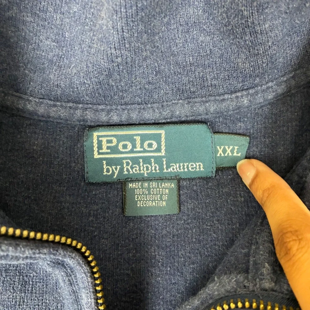 Polo Ralph Lauren Navy Blue Quarter Zip Sweater Men's Size XXL White Pony